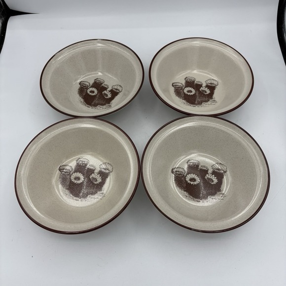 Noritake Bowls Desert Flowers Cereal 8341 Hedgehog Cactus Salad Soup Set of 4 - Picture 1 of 13